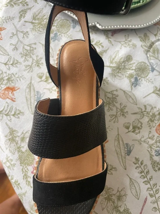 Crown Vintage Daylen Black Espadrille Platform Sandals Size 7M - Picture 6 of 9